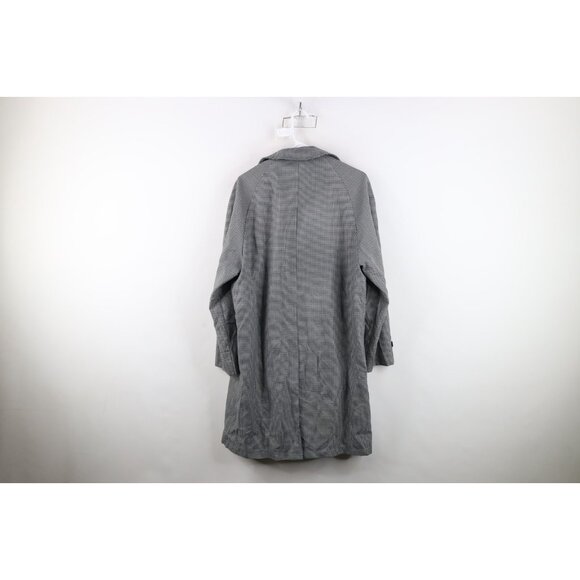 Vtg 60s 70s Streetwear Mens 38S Rayon Blend Houndstooth Trench Coat Rain Jacket - Picture 14 of 16